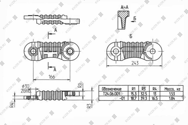 Чертеж колосника ведомого Т 24.06.001