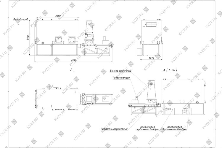 Котел на опилках 1280 кВт чертеж